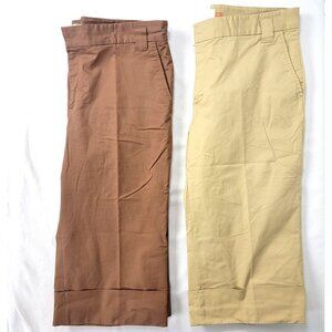 Lot of 2 Weatherproof Garment Company Women's Pants Brown Khaki Size 12 CAPRI